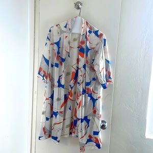Orange, blue, white short-sleeve robe